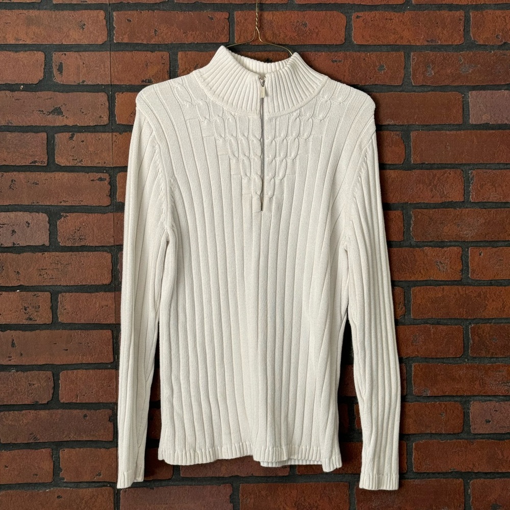 Liz Claiborne Cable Knit‎ Pullover Size Large 100% Cotton